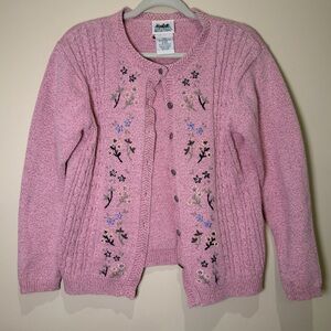 Vintage - Northern Reflections Pink Floral Knit Cardigan